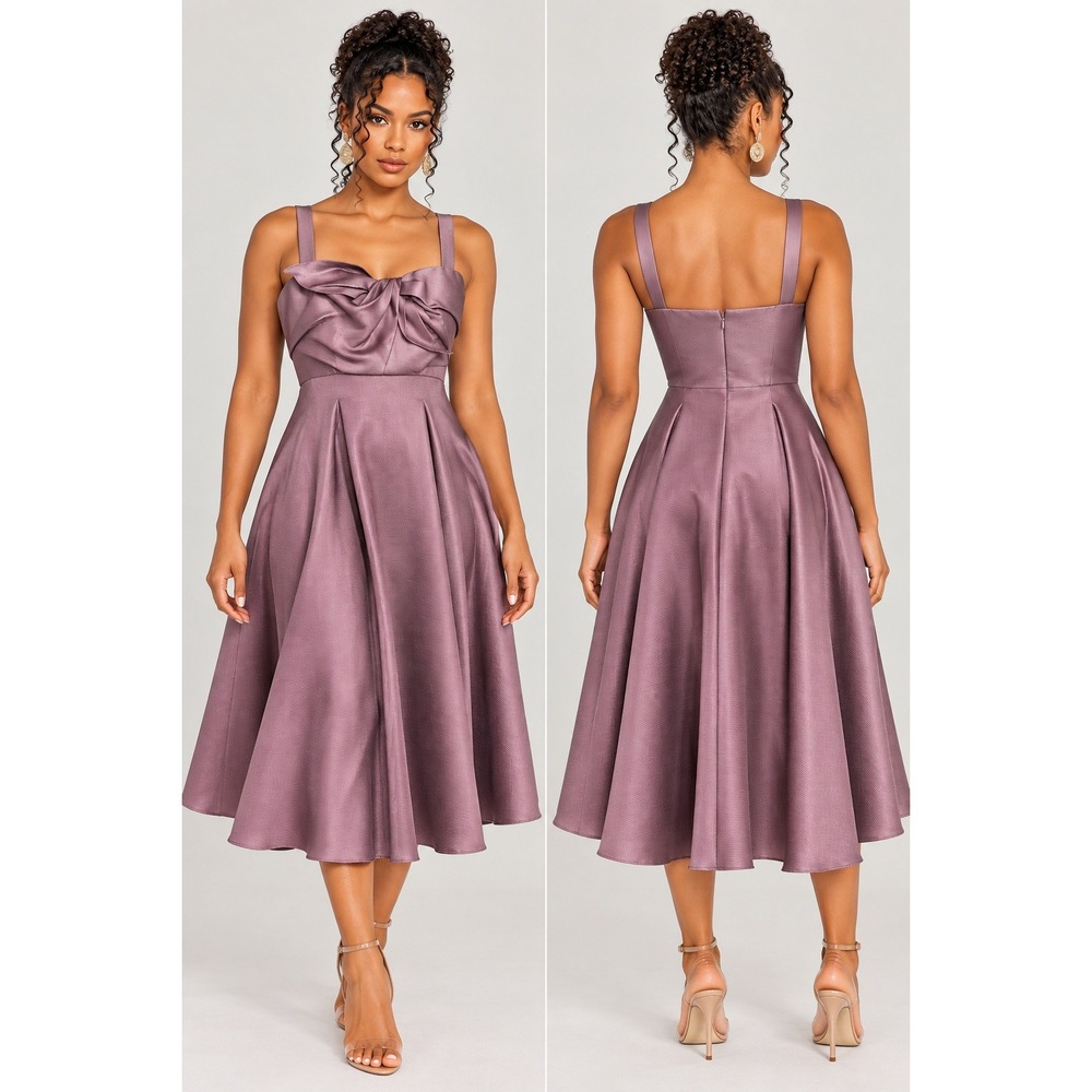 Marchesa Notte Mauve Purple Silk Blend Mikado Pleated Evening Gown Dress 2